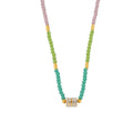 Colorful Opal Beaded Necklace Gold Titanium Rhinestone Barrel view 5
