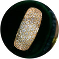 Gold Tone Full Pave Clear CZ Dome Band Ring Sizes 6-10 view 3