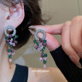 Purple and Green Crystal Chandelier Stud Earrings Fashion Jewelry view 4