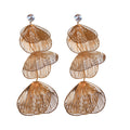 Triple Wire Petal Drop Earrings in Gold and Silver Tones view 5