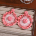 Eleven Color Woven Sunburst Round Statement Earrings view 8