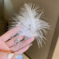 White Feather Bow and Butterfly Ear Cuffs with Crystal Accents view 8