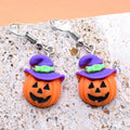 Miniature Halloween Pumpkin Ghost and Cat Hook Earrings view 9