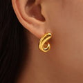 Twisted Spiral Curl Stud Earrings in Gold and Steel view 2