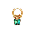 Gold Tone Faceted Crystal Butterfly Multi Ring Hoop Earrings view 5