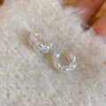 Crystal Leaf and White Pearl Cluster Stud Earrings view 6