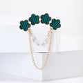 Four Flower Brooch with Draped Gold Tone Chains in Two Colors view 3