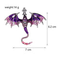 Pink Purple Winged Dragon Crystal Enamel Eight Designs Metal Brooch Pin view 5