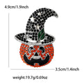 Rhinestone Pumpkin Witch Hat Brooch Halloween Orange Pin view 7