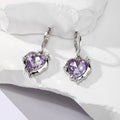 Gold and Silver Tone Faceted Heart Crystal Huggie Drop Earrings view 4