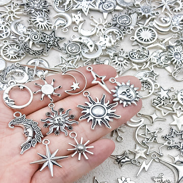 Antique Silver Moon and Sun Metal Charms with 11 Listed Options
