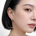 Gold Silver Metal X Knot Glass Pearl Stud Earrings view 2