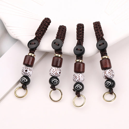 Handwoven Auspicious Cloud Bodhi Keychain Lanyard Decorative Pendant