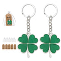 Green Acrylic Four Leaf Clover Keychain Lucky Charm view 2