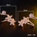 Silver and Rose Gold Tone Floral Ear Crawler Earrings view 4