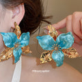 Gold Tone Enamel Flower Wire Chokers And Stud Earrings view 12