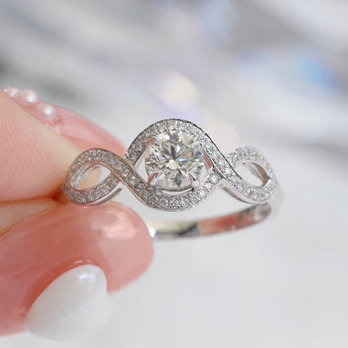Silver Infinity Halo Round Clear CZ Ring Sizes 6-10