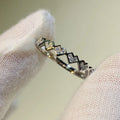 White Gold Heart Row Pavé Thin Band Ring Sizes Alloy view 3
