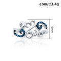 Silver Tone Openwork Scroll Heart Ring With Dark Blue Stones view 5