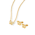 Butterfly White Shell Pendant Necklace Gold Rose Gold view 5