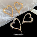 Gold And Silver Tone Open Heart Stud Earrings Jewelry Accessory view 2