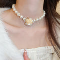 White Pearl Rose Necklace In Three Strand Styles Pendant Jewelry view 4