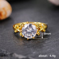 Gold Vintage Scroll Solitaire Round CZ Statement Ring view 5