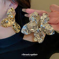 Hammered Abstract Petal Cluster Statement Earrings view 2