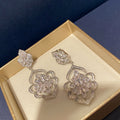 Silver Crystal Openwork Floral Drop Earrings Jewelry Accessory view 4