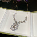 Silver Y Drop Teardrop Necklace Clear Champagne or Blue view 6