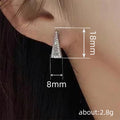 Silver Triangle CZ Stud Earrings Baguette Pave Design view 4