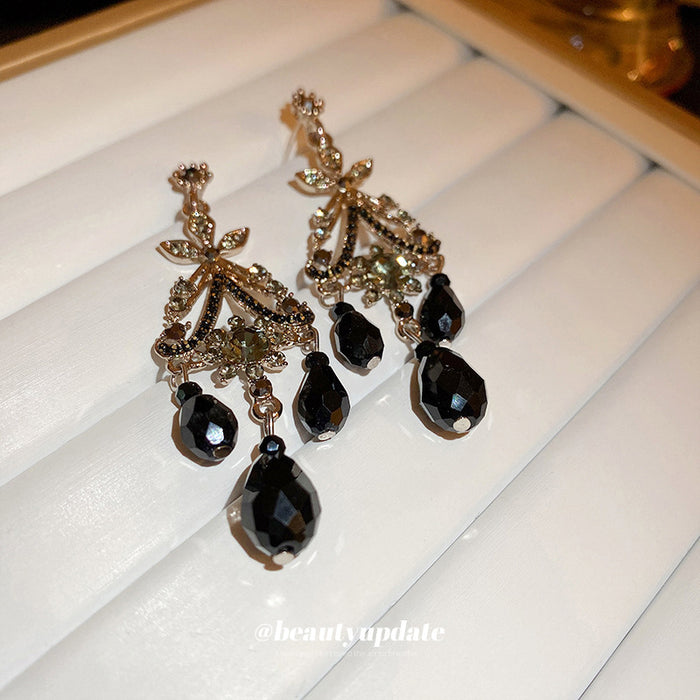 Black Teardrop Chandelier Earrings For Women Jewelry