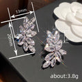 Silver Tone Marquise Crystal Floral Cluster Earrings view 4