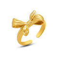 Gold Bow Open Adjustable Ring Stainless Steel Size 7 view 5