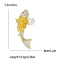 Yellow Crystal Koi Fish Brooch With Round White Pearl view 4