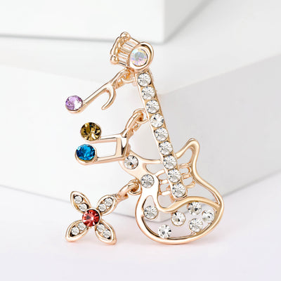 Gold Tone Guitar brooch shown in front product view