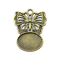 Butterfly Oval Cabochon Pendant Settings in Two Finishes view 3
