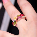 Multicolor Mixed-Cut Cluster Ring In Rose Gold Tone view 4