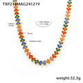 Clover Cluster Zircon Necklace Bracelet Gold Steel Multicolor view 12