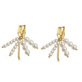 Gold Organic Stud Pearl Strand Tassel Earrings Chain Drop view 5