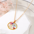 Gold Tone Mixed Shape Resin Pressed Flower Pendant Necklaces in Eleven Designs view 12