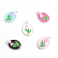 Enamel Tulip Oval Jewelry Components For DIY Earrings And Bracelets Charms view 3