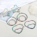 Rainbow Finish Double-Layer Heart, Star and Round Hoop Earrings view 4