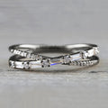 Crossed Baguette Pave Split Shank Finger Rings Three Colors view 6