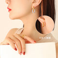 Detachable Textured Dual Oval Link Hoop Earrings Metal view 1