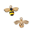 Gold Tone Alloy Enamel Bee Charm Pendant Rhinestone Wings Two Styles view 5