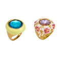 Enamel and Faceted Glass Statement Rings in Two Designs view 5