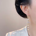 Gold Tone White Pearl Snowflake Long Tassel Hook Earrings view 2
