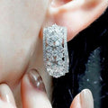 Marquise Leaf Openwork Wide Hoop Earrings In Silver Tone view 3