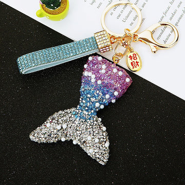 Pearl Crystal Mermaid Tail Keychains in Four Colors plus Assorted